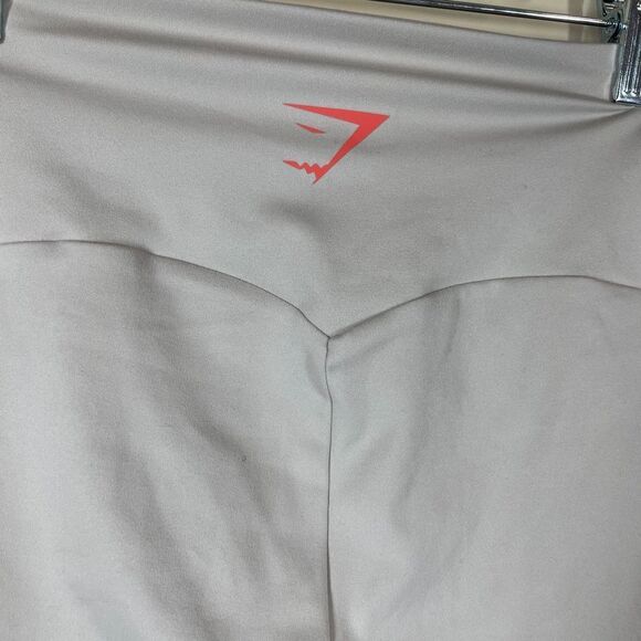 Gymshark Light Gray Leggings Workout Size Small Athleisure Stretchy Logo - Picture 7 of 9